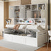 Twin Size Wooden Daybed With Hydraulic bed and All-in-One Cabinet and Shelf, White - DTYStore