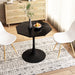 31.50"Modern Octagonal Coffee Table with Printed Black Marble Table Top,Metal Base, for Dining Room, Kitchen, Living Room - DTYStore