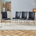 Modern minimalist dining chairs, black PU leather curved backrest and seat cushions,electroplated metal chair legs, suitable for restaurants, bedrooms, and living rooms. A set of 4 chairs.W1512P245567 - DTYStore