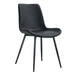 Black artificial leather backrest cushion dining chair, black metal legs, curved widened cushion design for more comfort, suitable for restaurants, kitchens, bedrooms, offices.(4 chairs) 0502 - DTYStore