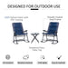 Outsunny 3 Piece Outdoor Patio Furniture Set with Glass Coffee Table & 2 Folding Padded Rocking Chairs, Bistro Style for Porch, Camping, Balcony, Navy Blue - DTYStore