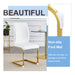 Luxury Simple Arch Chair - Set of 6 White PU Material High Resilience Dining Chair with Arched Metal Gold Leg. - DTYStore