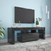 Black TV Stand with LED RGB Lights,Flat Screen TV Cabinet, Gaming Consoles - in Lounge Room, Living Room and Bedroom(Black) - DTYStore