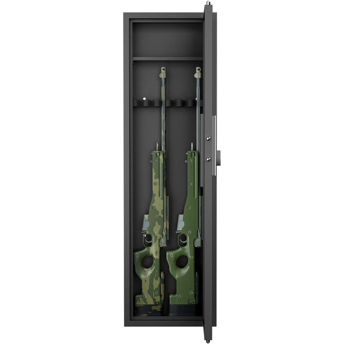 53" Fingerprint Touch Panel In-Wall Safe,Hidden Wall Gun Safe for Rifles with Adjustable Shelves,Assembled Storage Multifunctional Wall Safe for Firearm and Valuables (Black-Fingerprint) - DTYStore