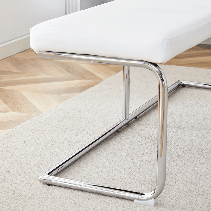 White Shoe Changing Stool, Silver Metal Legs, Sofa Stool Dining Chair, suitable for bedroom ,fitting room, storage room, dining room, living room. - DTYStore
