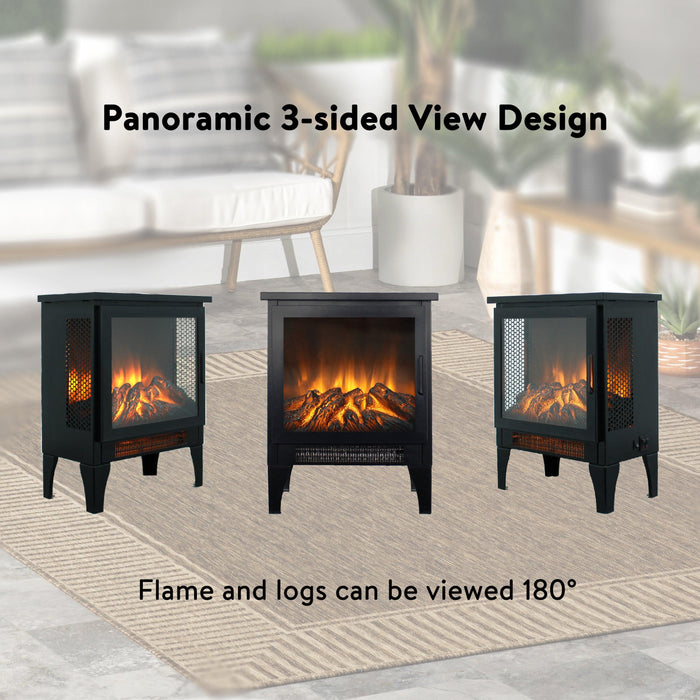 15 inch Freestanding Electric Fireplace Stove heater with 3D Flame effect - DTYStore