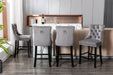 Contemporary Velvet Upholstered Barstools with Button Tufted Decoration and Wooden Legs, and Chrome Nailhead Trim, Leisure Style Bar Chairs,Bar stools, Set of 2 (Gray),SW1902GY - DTYStore