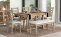 6-Piece Rubber Wood Dining Table Set with Beautiful Wood Grain Pattern Tabletop Solid Wood Veneer and Soft Cushion (Natural Wood Wash) - DTYStore