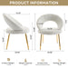 061-Set of 1 Teddy Fabric Dining Chairs With Curved Backrest and Golden Metal Legs for Kitchen or Dining Room ,White - DTYStore