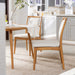 Scandi Upholstered Natural Light Brown Wood Dining Chair, Set of 2, White Pepper Stain Resistant High Performance Polyester - DTYStore