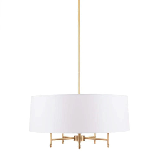 5-Light White Drum Shade Chandelier Default -DTYStore