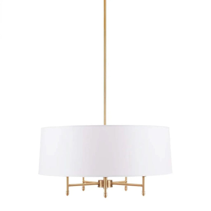 5-Light White Drum Shade Chandelier Default -DTYStore