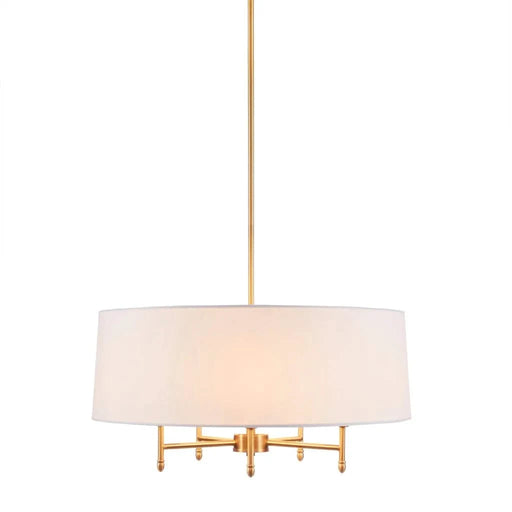 5-Light White Drum Shade Chandelier Default -DTYStore