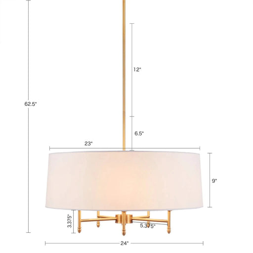 5-Light White Drum Shade Chandelier Default -DTYStore