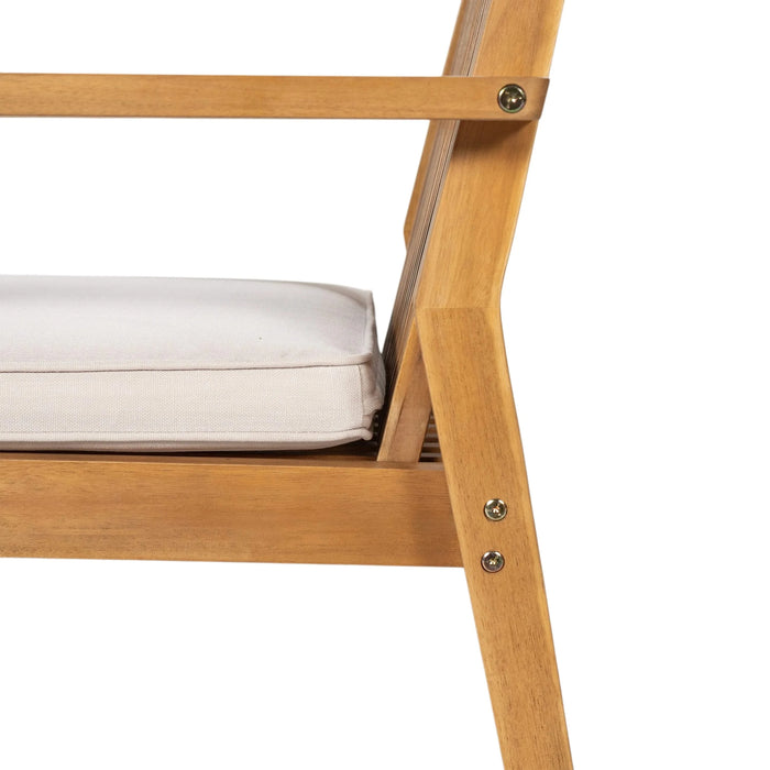 5-Piece Acacia Wood Outdoor Dining Set, Patio Table & Chairs with Removable Cushions, Slatted Tabletop for Garden Backyard Default -DTYStore