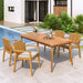 5-Piece Acacia Wood Outdoor Dining Set, Patio Table & Chairs with Removable Cushions, Slatted Tabletop for Garden Backyard Default -DTYStore