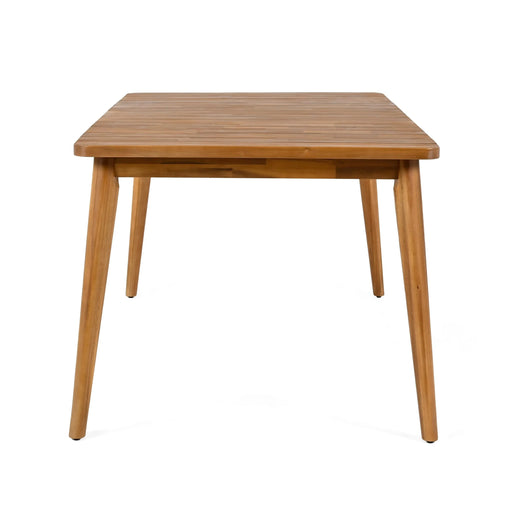 5-Piece Acacia Wood Outdoor Dining Set, Patio Table & Chairs with Removable Cushions, Slatted Tabletop for Garden Backyard Default -DTYStore