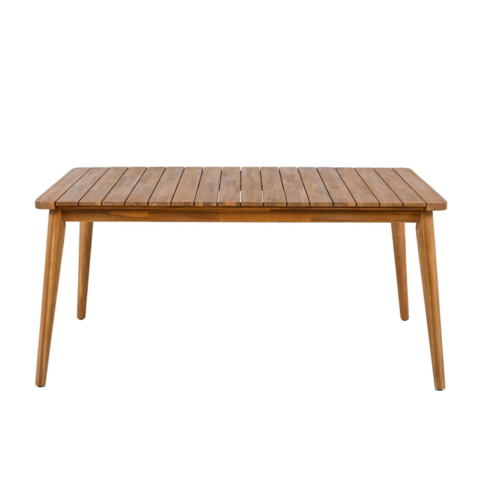 5-Piece Acacia Wood Outdoor Dining Set, Patio Table & Chairs with Removable Cushions, Slatted Tabletop for Garden Backyard Default -DTYStore