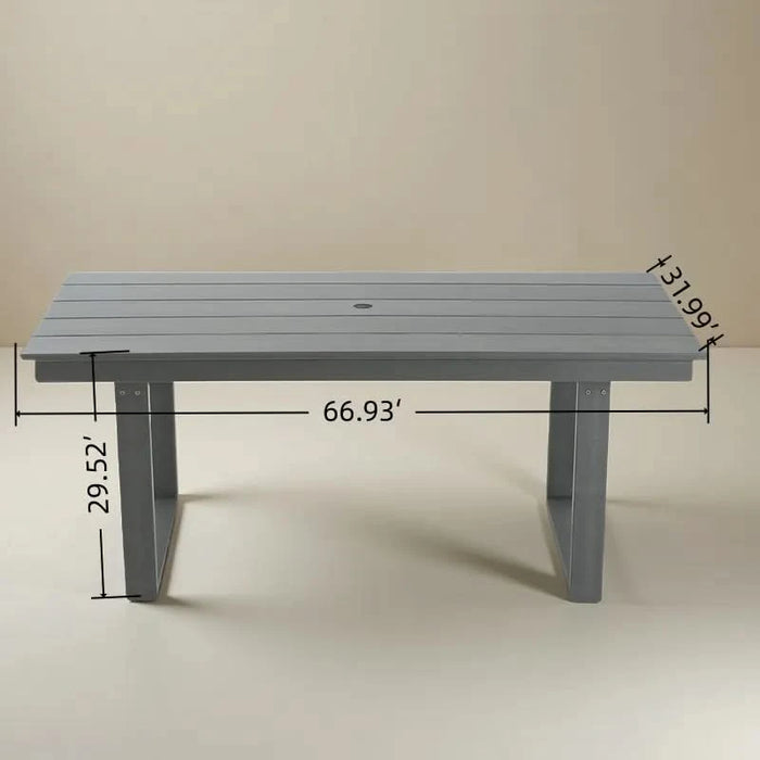 5-Piece All-Weather HDPE Outdoor Patio Dining Set '69' Rectangular Table with Umbrella Hole & 4 Chairs for Patio, Backyard, Garden, Poolside Gray Default -DTYStore