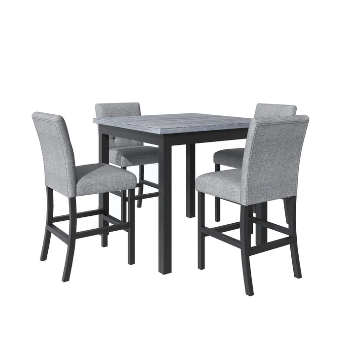 5-Piece Counter Height Dining Set Wood Square Dining Room Table and Chairs Stools w/Footrest & 4 Upholstered high-back Chairs,Black Default -DTYStore