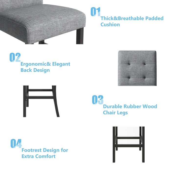 5-Piece Counter Height Dining Set Wood Square Dining Room Table and Chairs Stools w/Footrest & 4 Upholstered high-back Chairs,Black Default -DTYStore