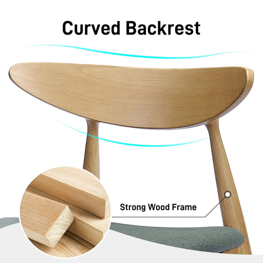 5-Piece Dining Set, 1 Table + 4 Chairs, Rubberwood Frame, Ergonomic Chairs & Faux Wood Table, Natural+Grey+White Oak Default -DTYStore