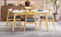 5-Piece Dining Set, 1 Table + 4 Chairs, Rubberwood Frame, Ergonomic Chairs & Faux Wood Table, Natural+Grey+White Oak Default -DTYStore