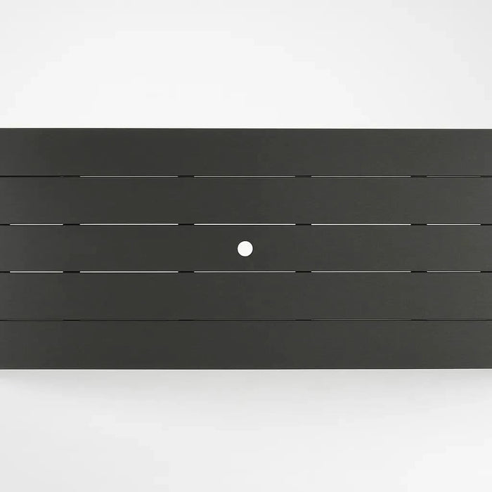 5-Piece HDPE Outdoor Dining Set for 4 – Weather-Resistant Patio Table and Chairs with Umbrella Hole, Black Furniture for Backyard, Garden, Lawn, or Poolside Default -DTYStore