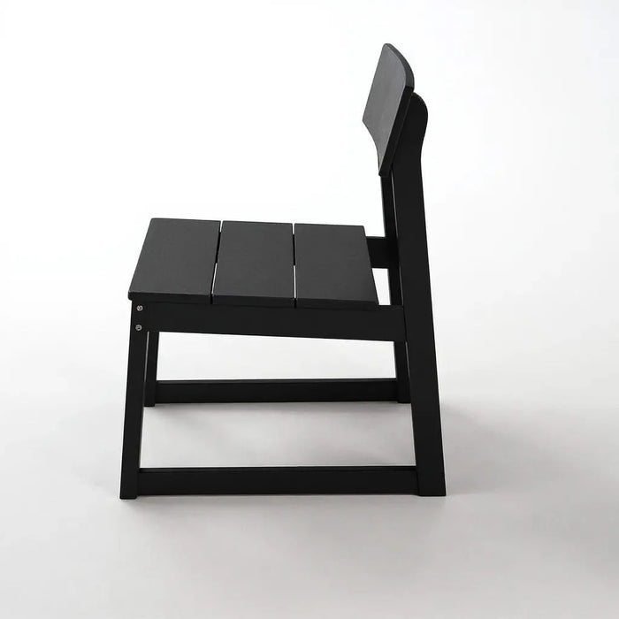 5-Piece HDPE Outdoor Dining Set for 4 – Weather-Resistant Patio Table and Chairs with Umbrella Hole, Black Furniture for Backyard, Garden, Lawn, or Poolside Default -DTYStore