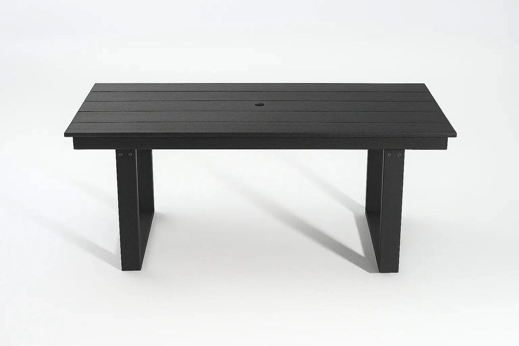 5-Piece HDPE Outdoor Dining Set for 4 – Weather-Resistant Patio Table and Chairs with Umbrella Hole, Black Furniture for Backyard, Garden, Lawn, or Poolside Default -DTYStore