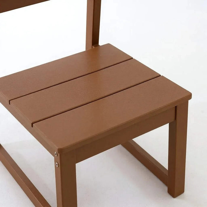 5-Piece HDPE Outdoor Dining Set for 4 – Weather-Resistant Patio Table and Chairs with Umbrella Hole, Brown Furniture for Backyard, Garden, Lawn, or Poolside Default -DTYStore