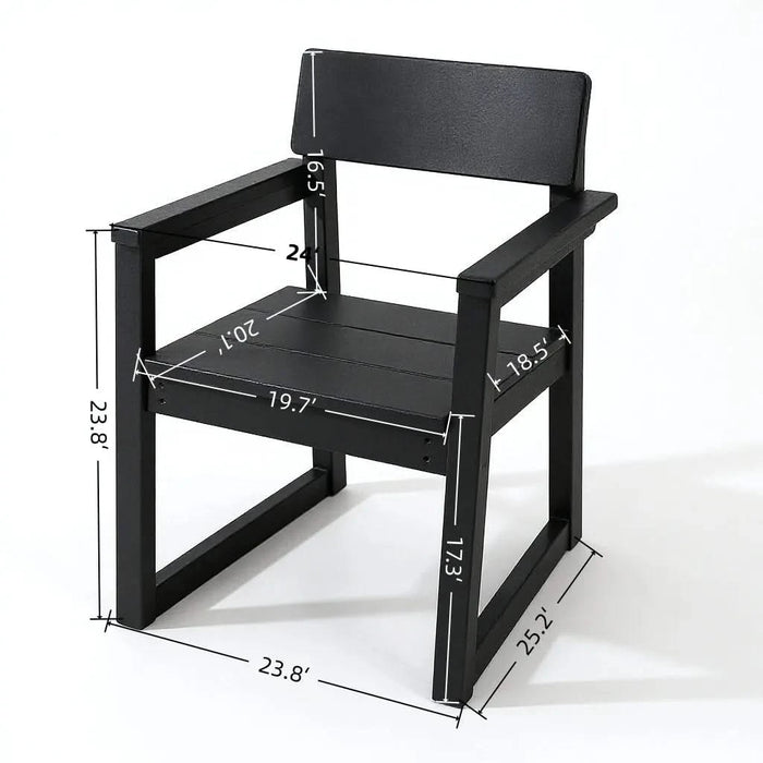 5-Piece HDPE Outdoor Dining Set for 4 – Weather-Resistant Patio Table with Umbrella Hole and 4 Armrest Chairs, Durable Garden Furniture for Backyard, Lawn, Deck, or Poolside (Black) Default -DTYStore