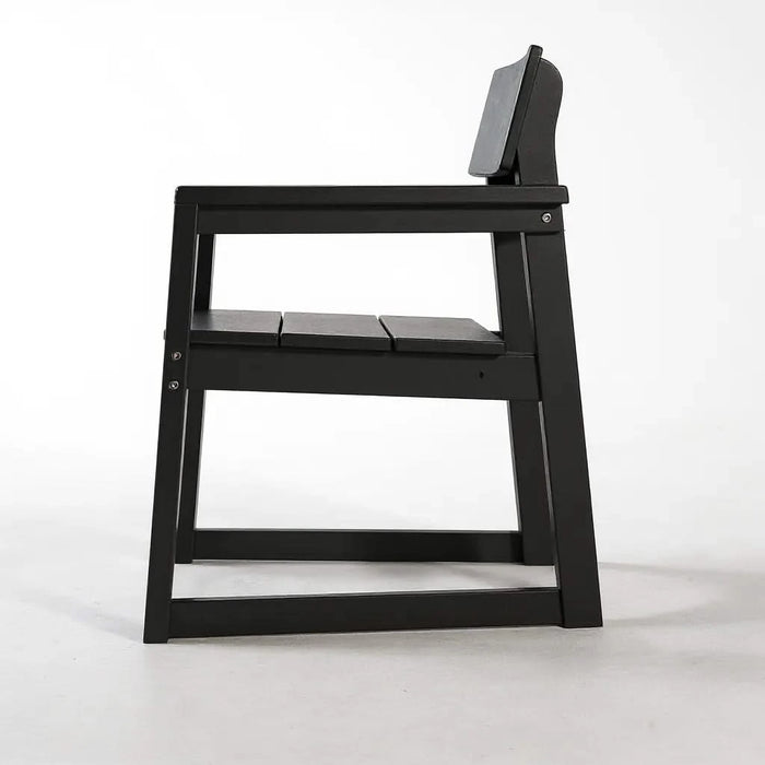 5-Piece HDPE Outdoor Dining Set for 4 – Weather-Resistant Patio Table with Umbrella Hole and 4 Armrest Chairs, Durable Garden Furniture for Backyard, Lawn, Deck, or Poolside (Black) Default -DTYStore