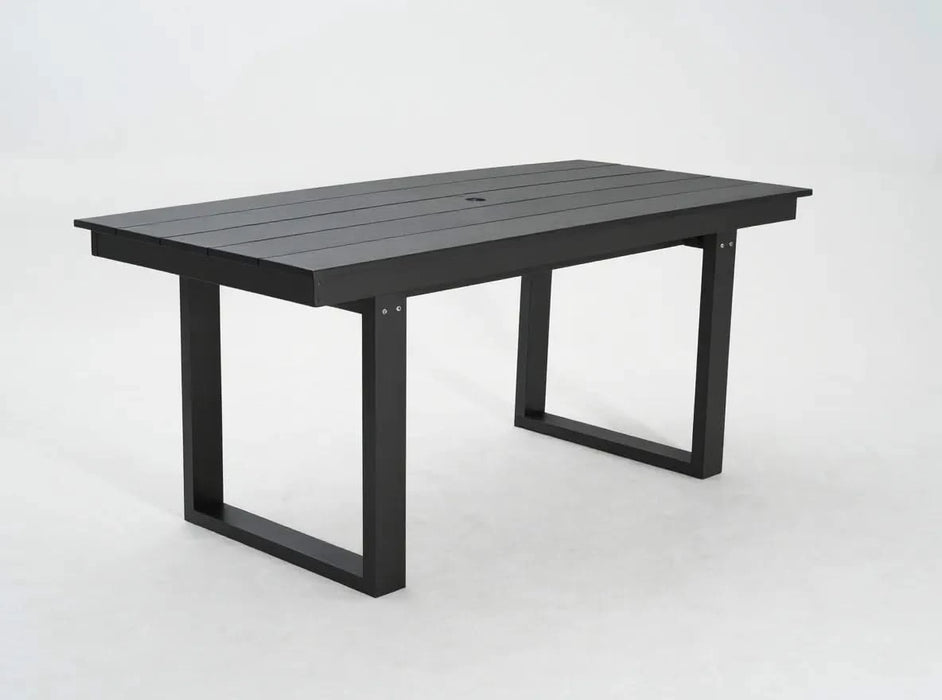 5-Piece HDPE Outdoor Dining Set for 4 – Weather-Resistant Patio Table with Umbrella Hole and 4 Armrest Chairs, Durable Garden Furniture for Backyard, Lawn, Deck, or Poolside (Black) Default -DTYStore