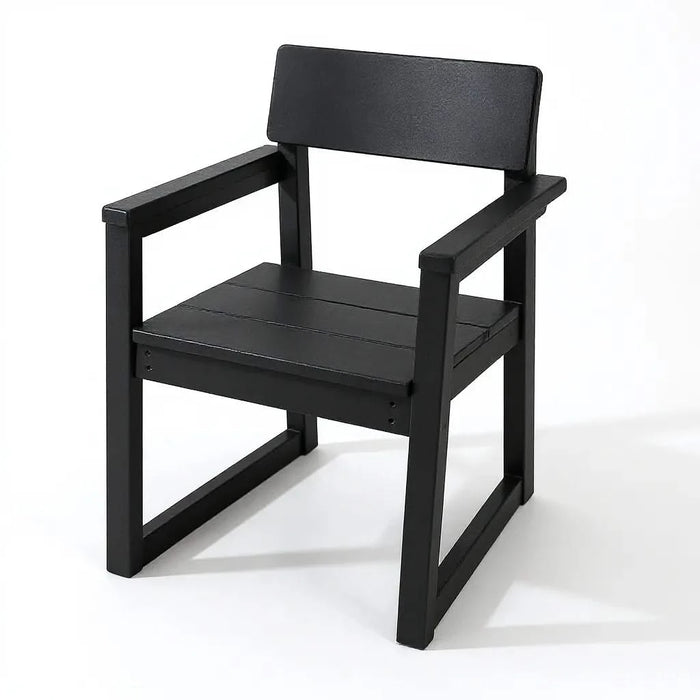 5-Piece HDPE Outdoor Dining Set for 4 – Weather-Resistant Patio Table with Umbrella Hole and 4 Armrest Chairs, Durable Garden Furniture for Backyard, Lawn, Deck, or Poolside (Black) Default -DTYStore