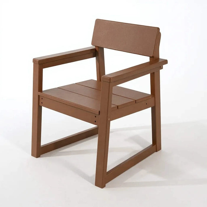 5-Piece HDPE Outdoor Dining Set for 4 – Weather-Resistant Patio Table with Umbrella Hole and 4 Armrest Chairs, Durable Garden Furniture for Backyard, Lawn, Deck, or Poolside (Brown) Default -DTYStore