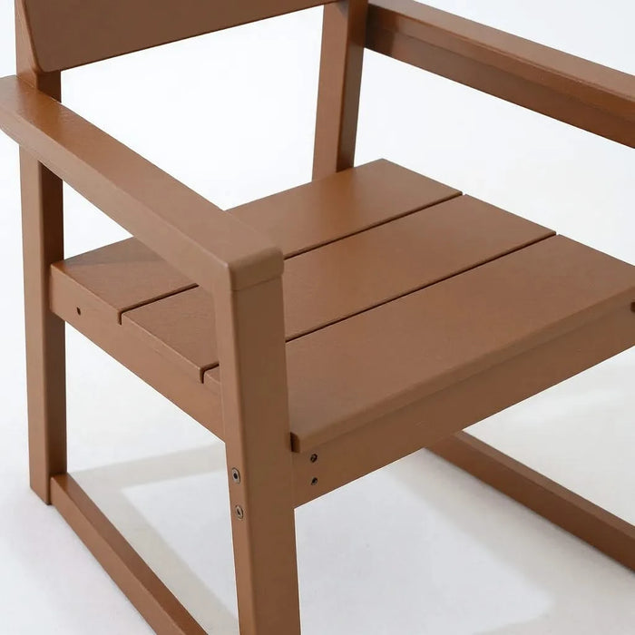 5-Piece HDPE Outdoor Dining Set for 4 – Weather-Resistant Patio Table with Umbrella Hole and 4 Armrest Chairs, Durable Garden Furniture for Backyard, Lawn, Deck, or Poolside (Brown) Default -DTYStore