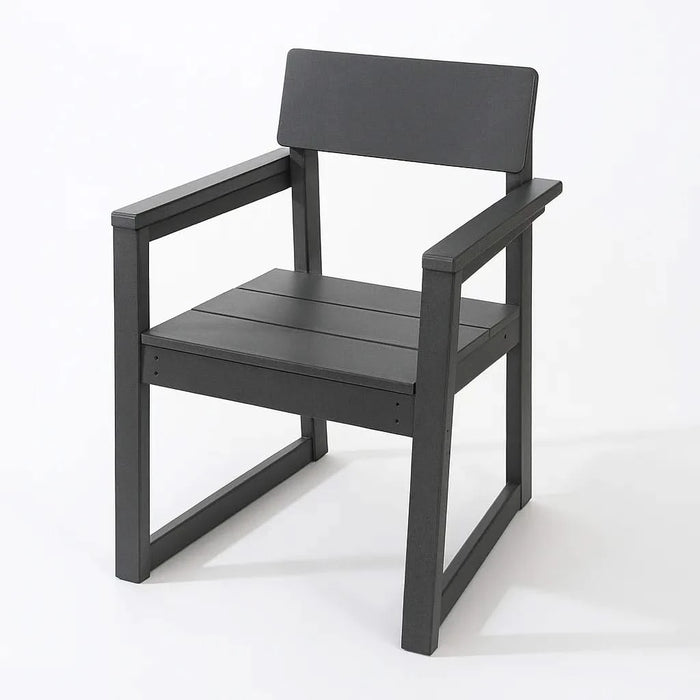 5-Piece HDPE Outdoor Dining Set for 4 – Weather-Resistant Patio Table with Umbrella Hole and 4 Armrest Chairs, Durable Garden Furniture for Backyard, Lawn, Deck, or Poolside (Grey) Default -DTYStore