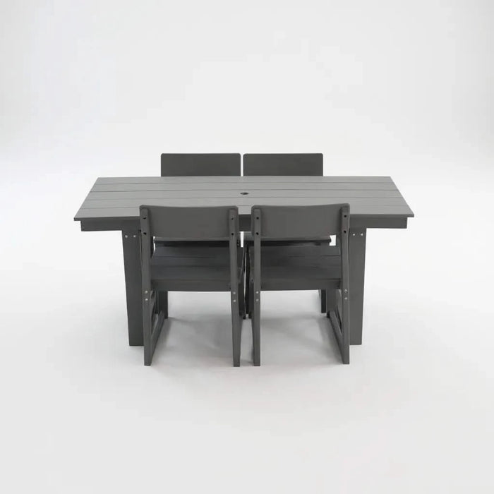 5-Piece HDPE Outdoor Dining Set for 4 – Weather-Resistant Patio Table with Umbrella Hole and 4 Armrest Chairs, Durable Garden Furniture for Backyard, Lawn, Deck, or Poolside (Grey) Default -DTYStore