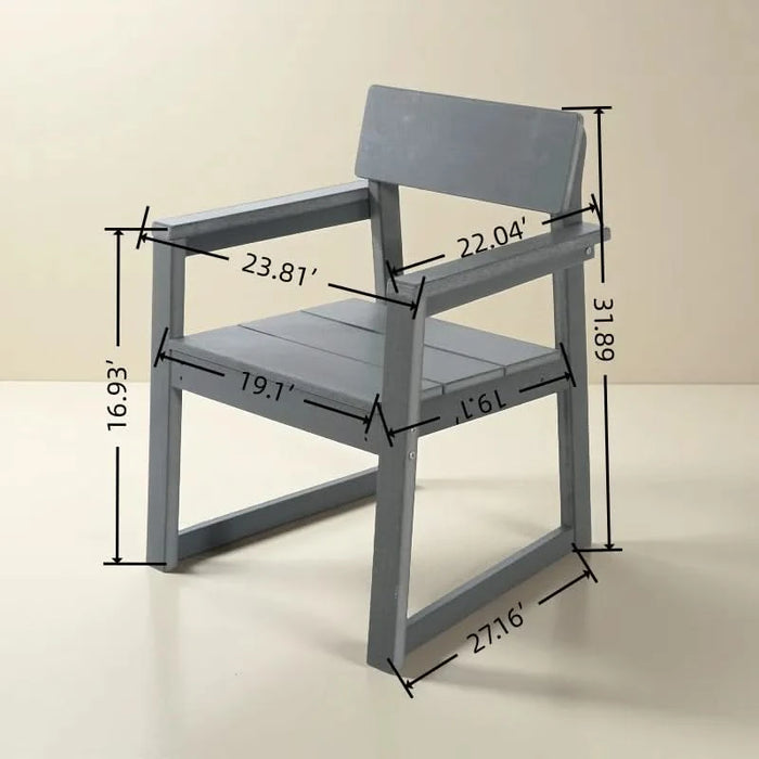 5-Piece HDPE Outdoor Dining Set for 4 – Weather-Resistant Patio Table with Umbrella Hole and 4 Armrest Chairs, Durable Garden Furniture for Backyard, Lawn, Deck, or Poolside (Grey) Default -DTYStore