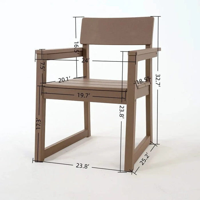 5-Piece HDPE Outdoor Dining Set for 4 – Weather-Resistant Patio Table with Umbrella Hole and 4 Armrest Chairs, Durable Garden Furniture for Backyard, Lawn, Deck, or Poolside (Wood) Default -DTYStore