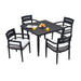 5-Piece Outdoor Patio Aluminum Furniture, Modern Dining Set, including 4 Dining Chairs Sunbrella Fabric Cushioned and 40' Square Dining Table with 2'Umbrella Hole, Ember Black Default -DTYStore