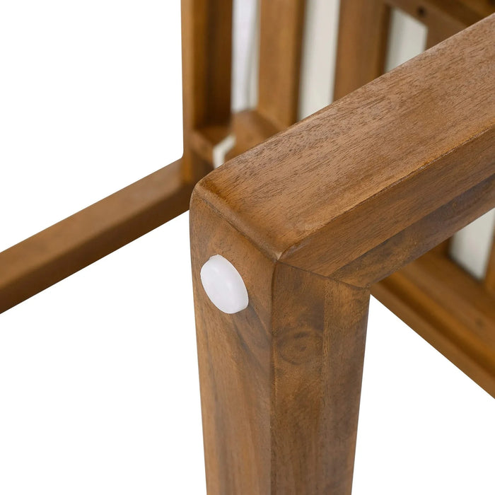 5-Piece Outdoor Patio Dining Set Acacia Wood with Four Armchairs and Table, Beige Default -DTYStore