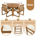 5-Piece Outdoor Patio Dining Set Acacia Wood with Four Armchairs and Table, Beige Default -DTYStore