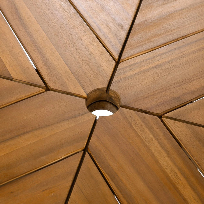 5-Piece Outdoor Patio Dining Set Acacia Wood with Four Armchairs and Table, Beige Default -DTYStore