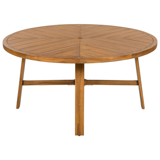 5-Piece Outdoor Patio Dining Set Acacia Wood with Four Armchairs and Table, Beige Default -DTYStore