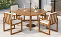 5-Piece Outdoor Patio Dining Set Acacia Wood with Four Armchairs and Table, Beige Default -DTYStore