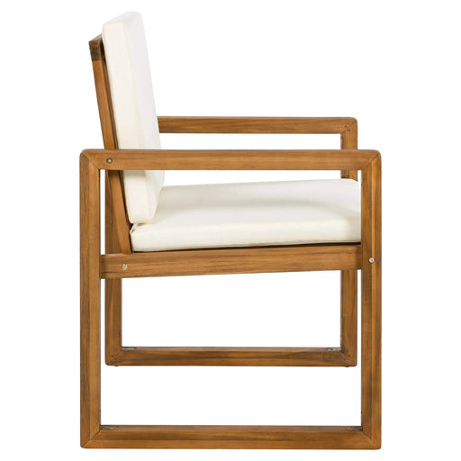 5-Piece Outdoor Patio Dining Set Acacia Wood with Four Armchairs and Table, Beige Default -DTYStore