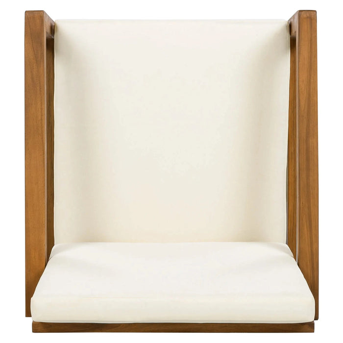 5-Piece Outdoor Patio Dining Set Acacia Wood with Four Armchairs and Table, Beige Default -DTYStore