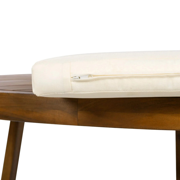 5-Piece Outdoor Patio Dining Set Acacia Wood with Four Armchairs and Table, Beige Default -DTYStore